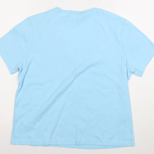 Eastex Women’s Blue Cotton Embroidered Scoop Neck T-Shirt UK 16