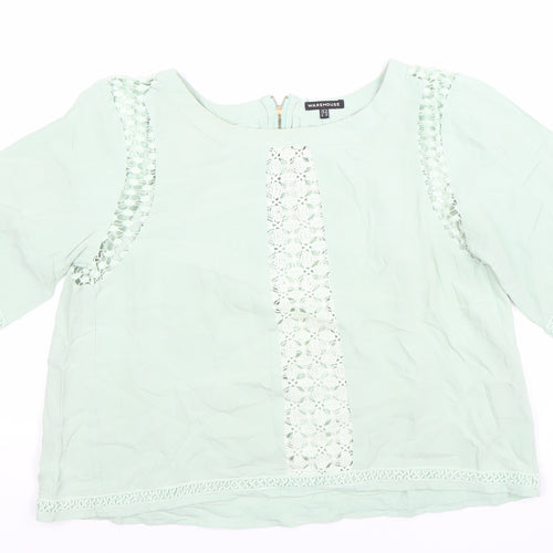 Warehouse Women’s Green Crochet Lace Blouse Size 12