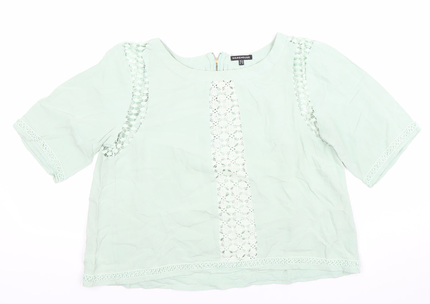 Warehouse Women’s Green Crochet Lace Blouse Size 12