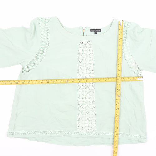 Warehouse Women’s Green Crochet Lace Blouse Size 12