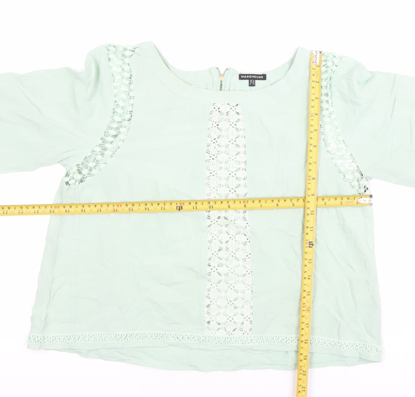 Warehouse Women’s Green Crochet Lace Blouse Size 12