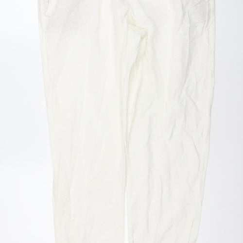 Esmara Women Ivory Viscose Straight Trousers Size 16 Elastic Waist Casual