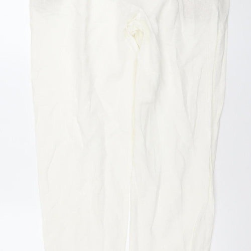 Esmara Women Ivory Viscose Straight Trousers Size 16 Elastic Waist Casual