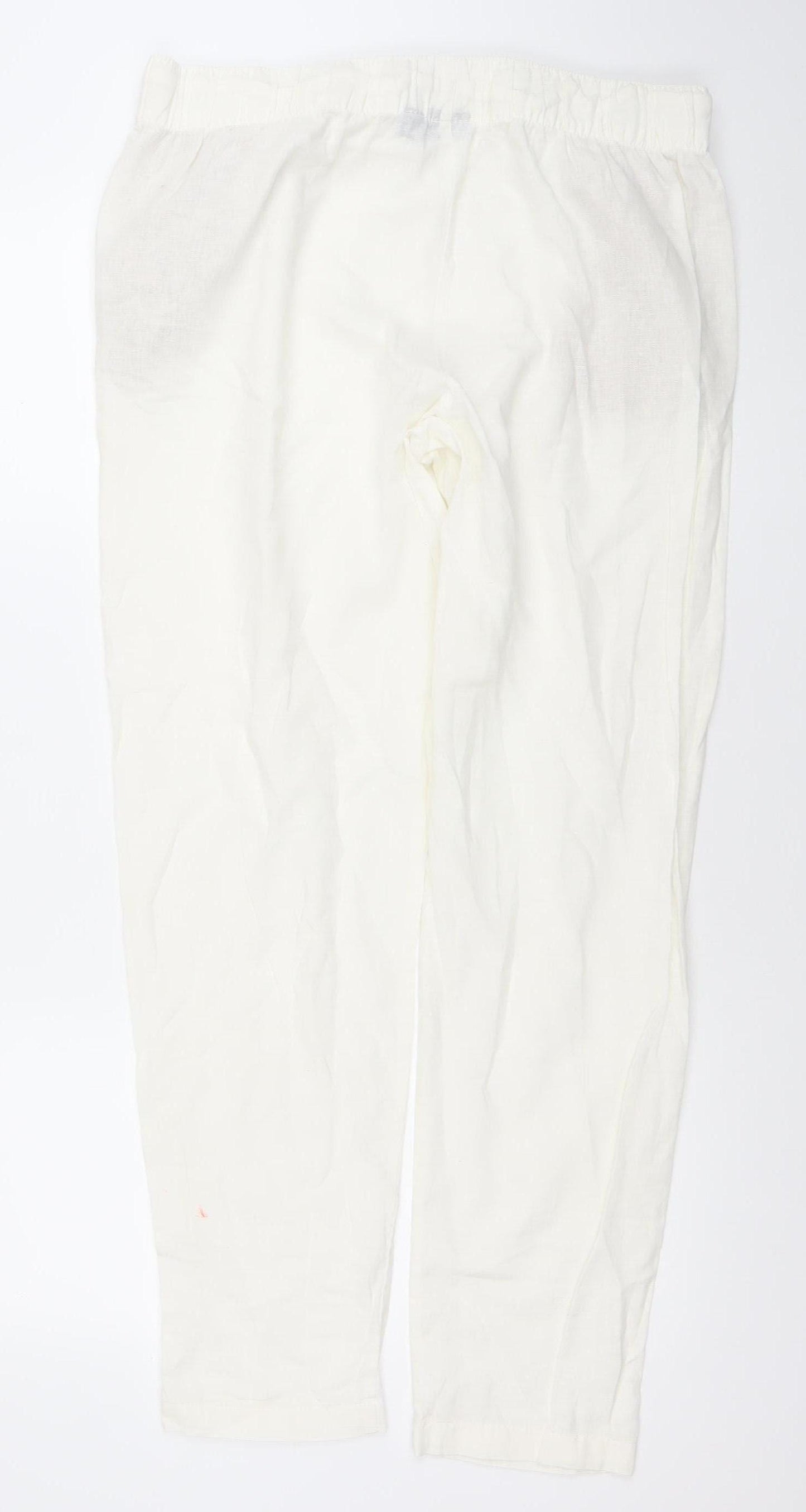 Esmara Women Ivory Viscose Straight Trousers Size 16 Elastic Waist Casual