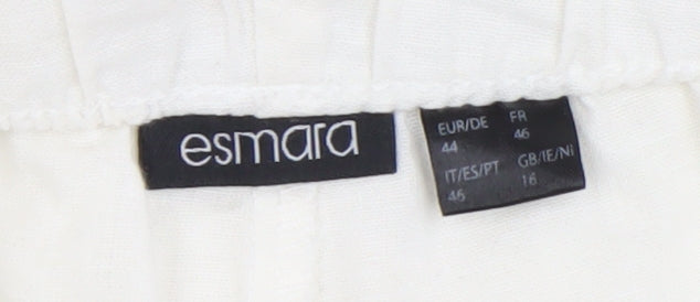Esmara Women Ivory Viscose Straight Trousers Size 16 Elastic Waist Casual