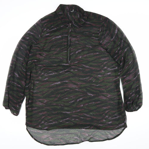 Next Womens Camouflage Print Sheer Tunic Blouse Size 18
