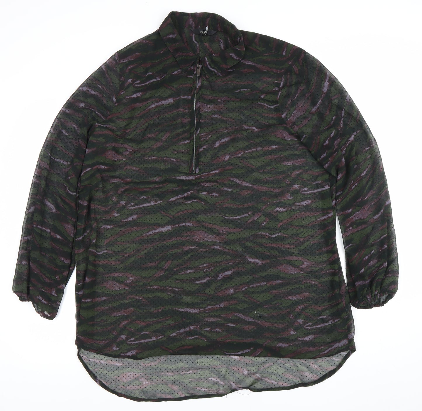 Next Womens Camouflage Print Sheer Tunic Blouse Size 18