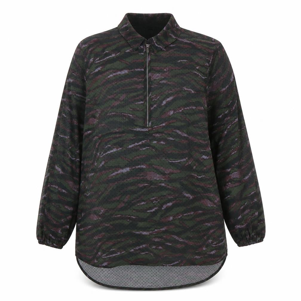 Front view of Next women’s camouflage print sheer tunic blouse, size UK 18