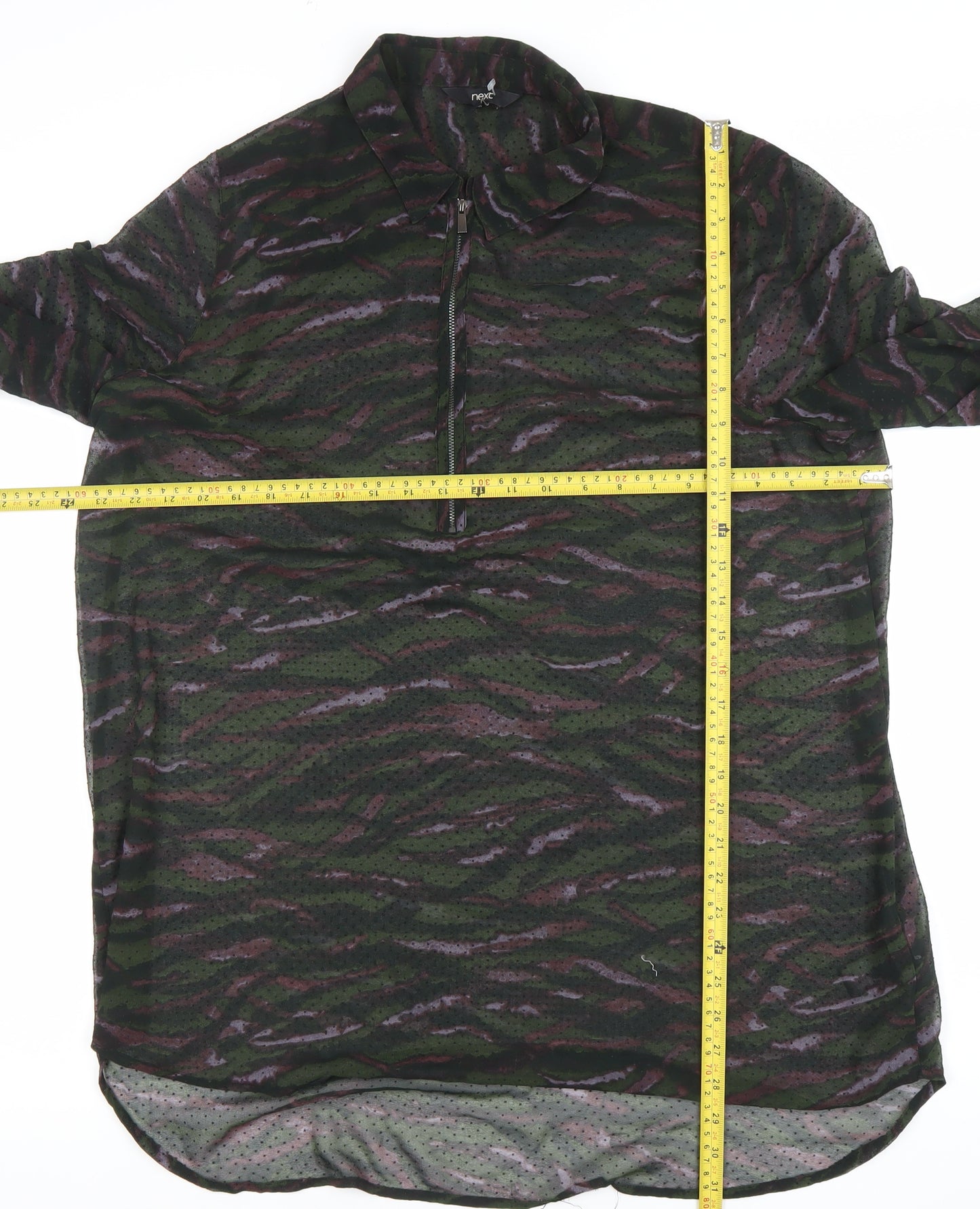 Next Womens Camouflage Print Sheer Tunic Blouse Size 18