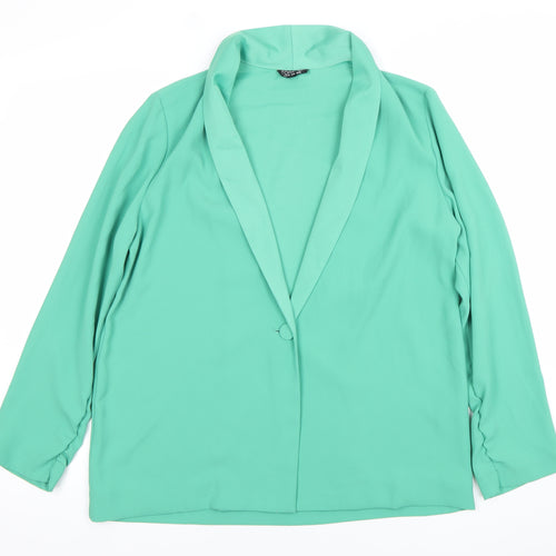 Topshop Women’s Green Size 12 Shawl Collar Blazer Jacket