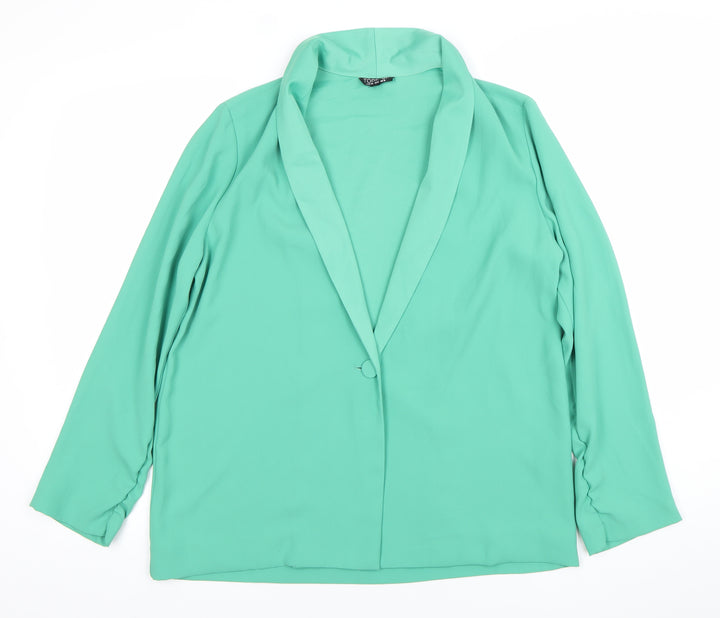 Topshop Women’s Green Size 12 Shawl Collar Blazer Jacket