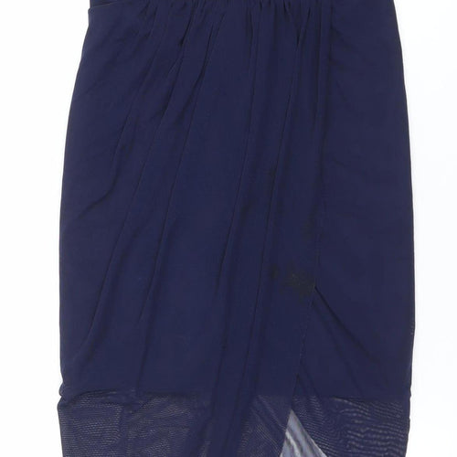 MKE Women’s Blue Beige Lace Halter Bodycon Midi Dress S