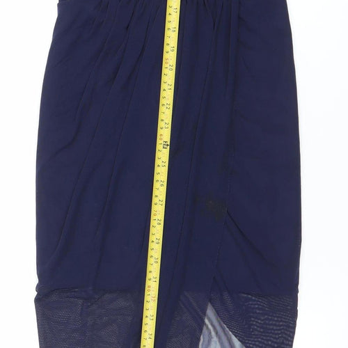 MKE Women’s Blue Beige Lace Halter Bodycon Midi Dress S