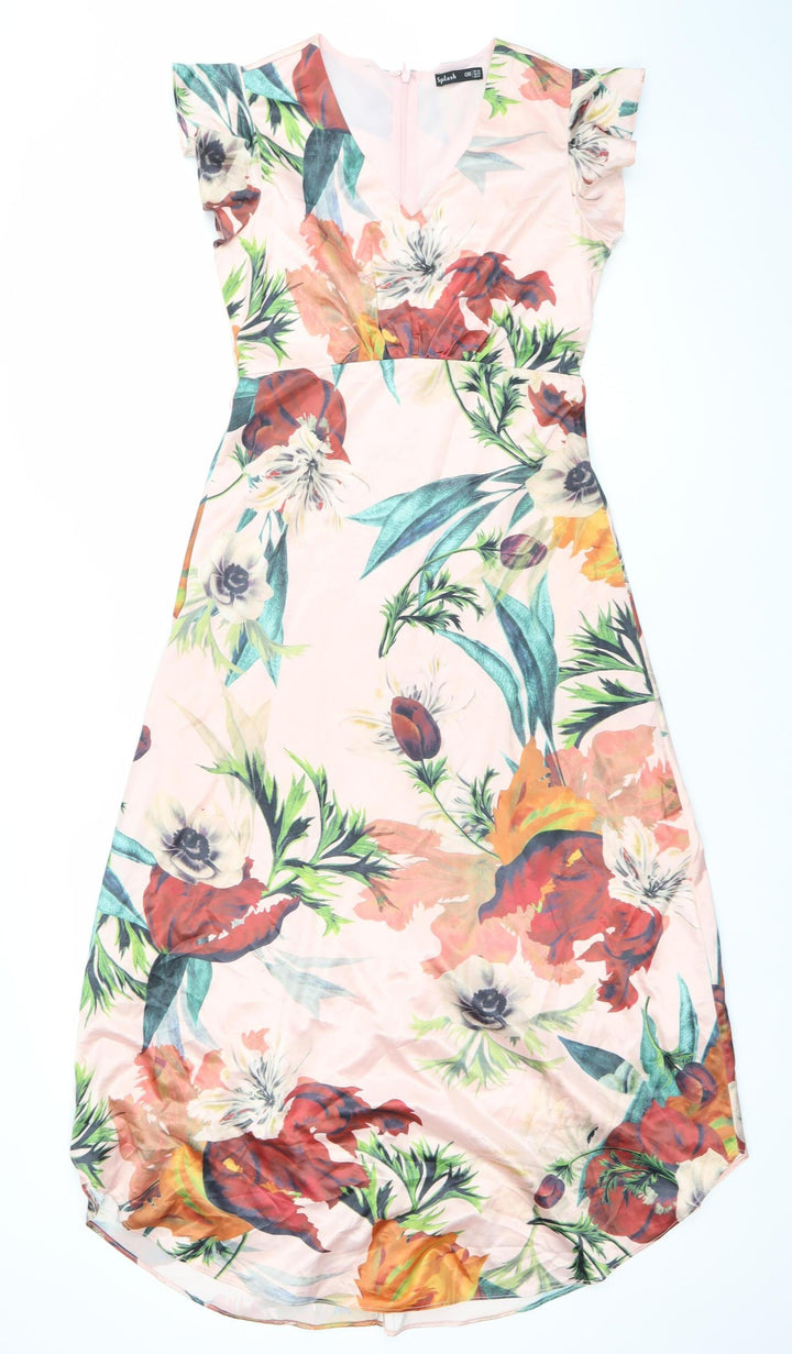 Splash Womens Multicoloured Floral Sheath Dress Size 8 V-Neck Sleeveless