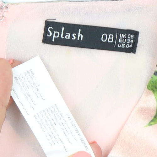 Splash Womens Multicoloured Floral Sheath Dress Size 8 V-Neck Sleeveless