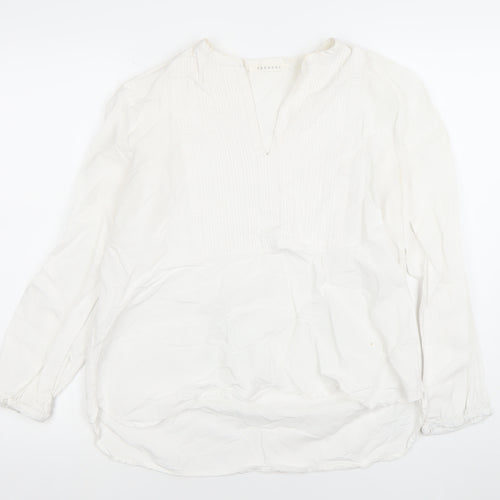 Trenery Women’s White Linen Cotton Long Sleeve Tunic Blouse S