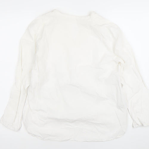 Trenery Women’s White Linen Cotton Long Sleeve Tunic Blouse S