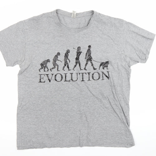 Imperial Men's Grey Evolution Funny Graphic T-Shirt Size L