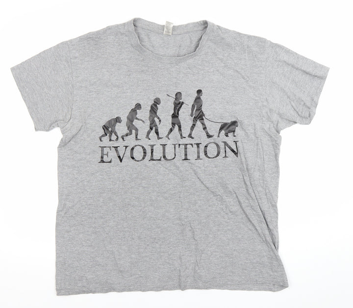 Imperial Men's Grey Evolution Funny Graphic T-Shirt Size L