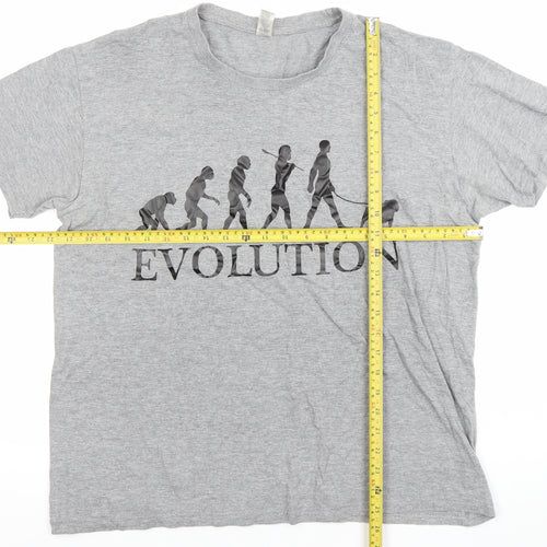 Imperial Men's Grey Evolution Funny Graphic T-Shirt Size L