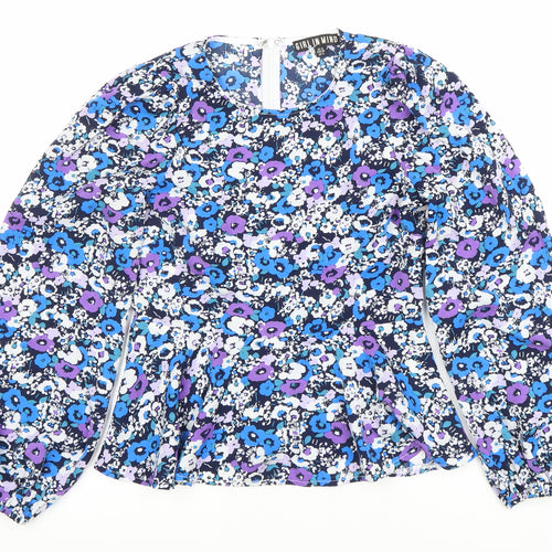 Girl In Mind Womens Multicoloured Floral Blouse UK 8 Long Sleeve