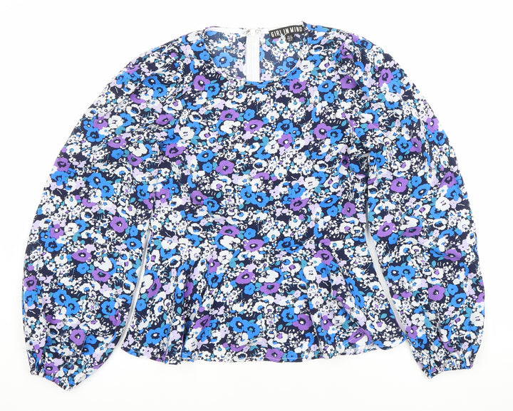 Girl In Mind Womens Multicoloured Floral Blouse UK 8 Long Sleeve