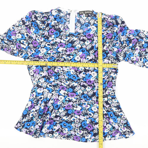 Girl In Mind Womens Multicoloured Floral Blouse UK 8 Long Sleeve