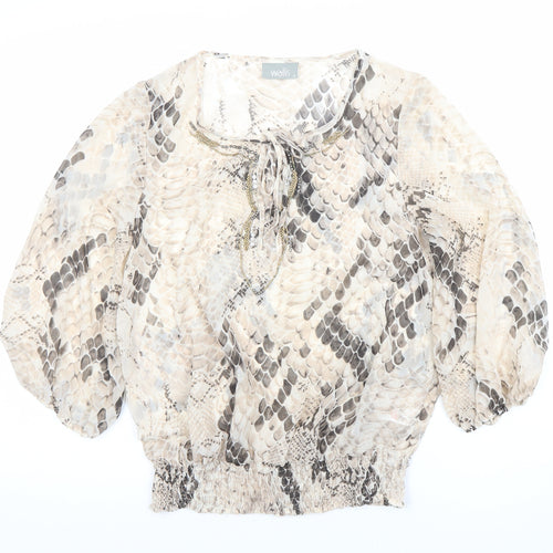 Wallis Womens Multicoloured Snake Print Tunic Blouse S 3/4 Sleeve