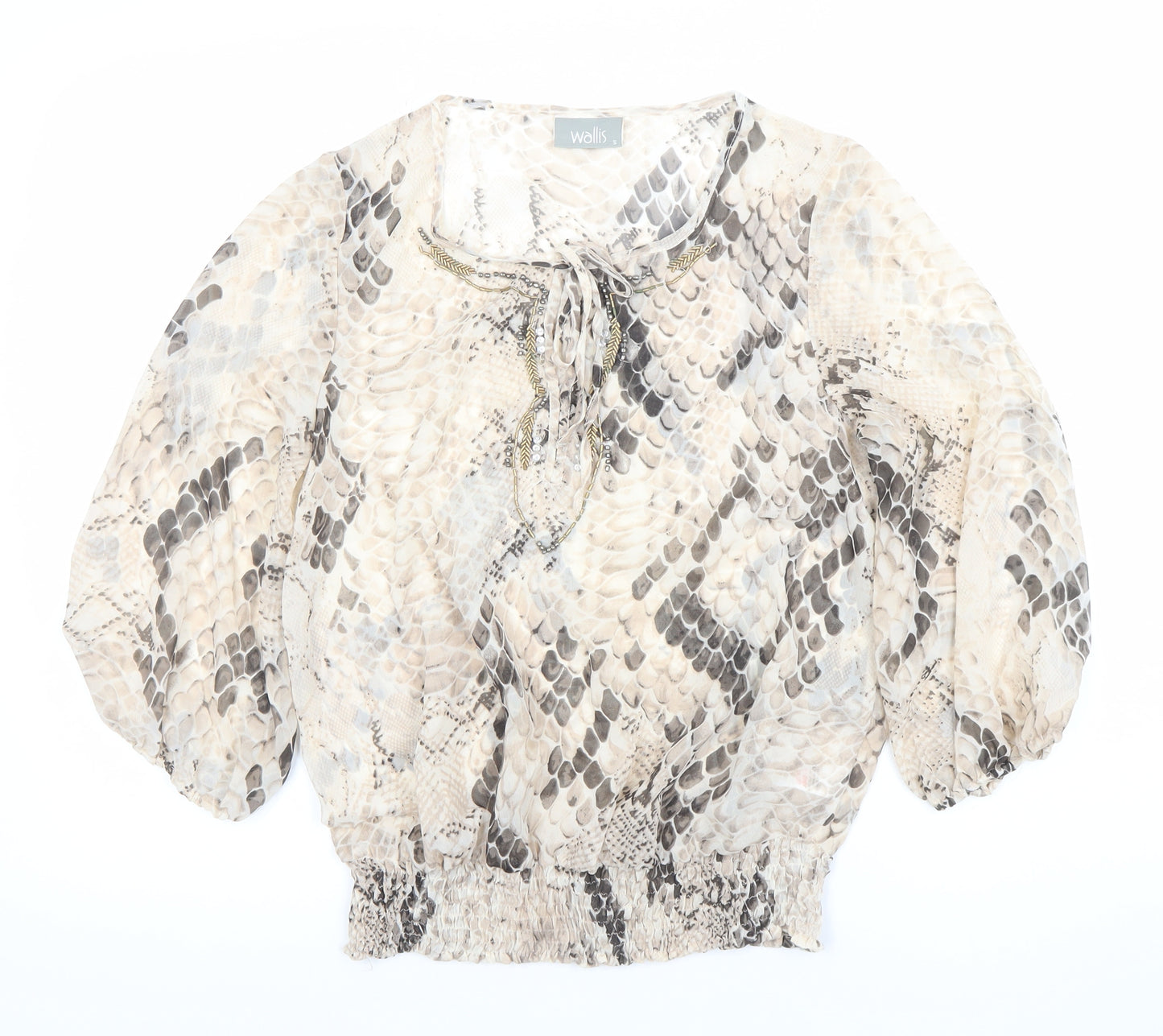Wallis Womens Multicoloured Snake Print Tunic Blouse S 3/4 Sleeve