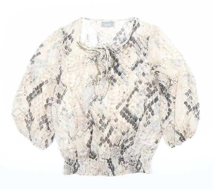 Wallis Womens Multicoloured Snake Print Tunic Blouse S 3/4 Sleeve