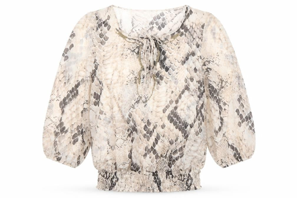 Front view of Wallis women’s multicoloured snake print tunic blouse s 3/4 sleeve