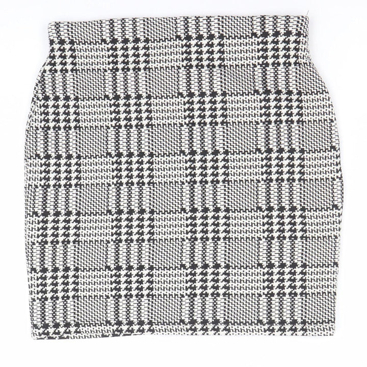 New Look Women’s Black White Check Pencil Skirt Size 10