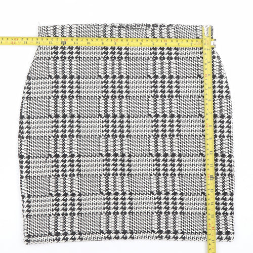 New Look Women’s Black White Check Pencil Skirt Size 10