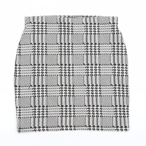 New Look Women’s Black White Check Pencil Skirt Size 10