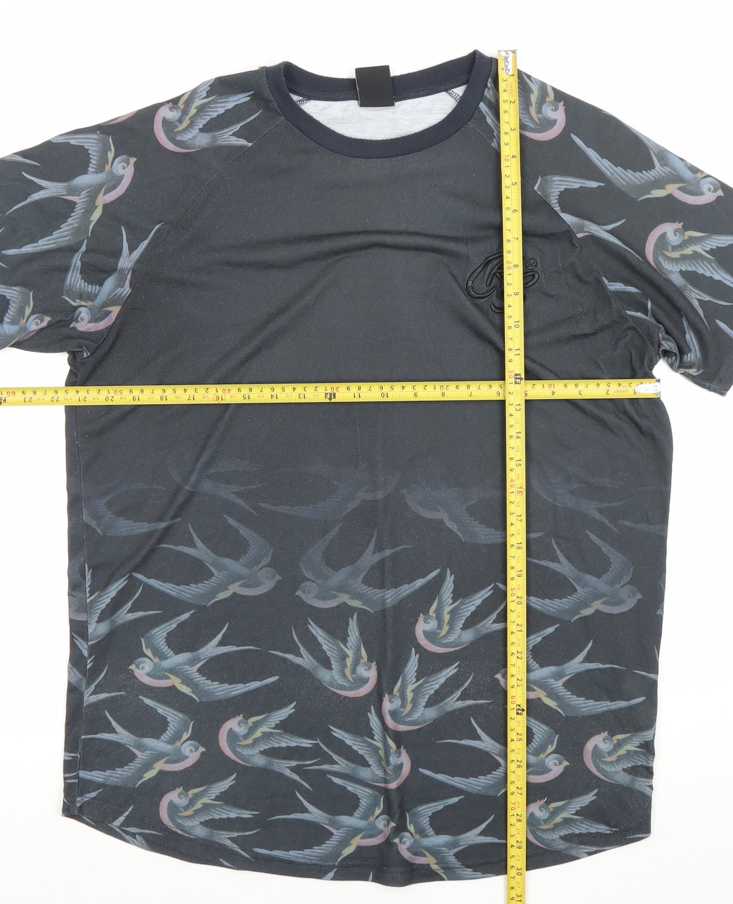 Cross Hatch Men's Black XL Bird Print Crew Neck T-Shirt