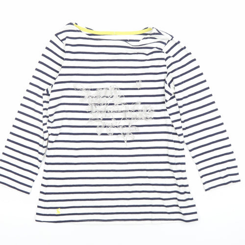 Joules Womens XS White Striped Long Sleeve Cotton Nautical Top