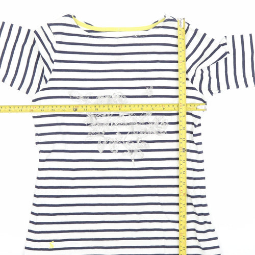 Joules Womens XS White Striped Long Sleeve Cotton Nautical Top