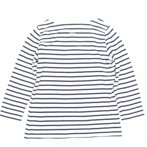 Joules Womens XS White Striped Long Sleeve Cotton Nautical Top