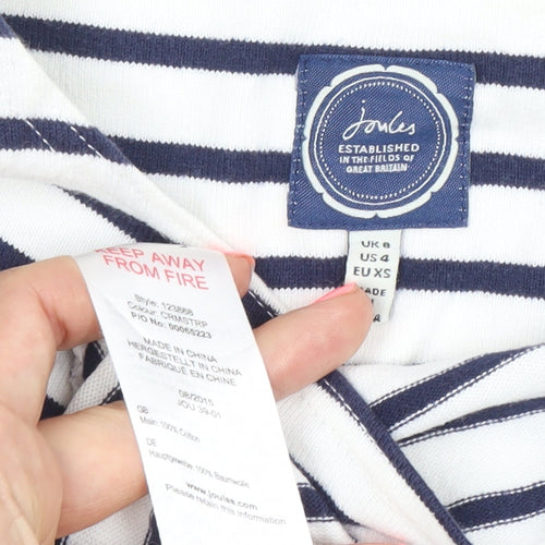 Joules Womens XS White Striped Long Sleeve Cotton Nautical Top