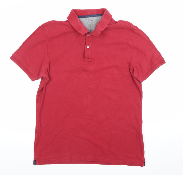 Marks and Spencer Men’s Red Cotton Polo Shirt Size M Regular Fit