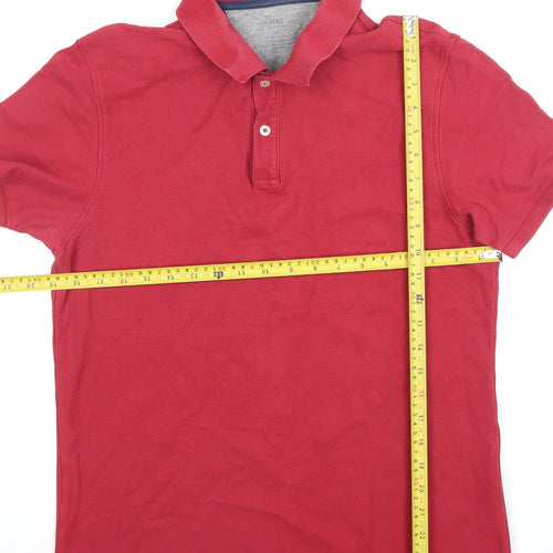 Marks and Spencer Men’s Red Cotton Polo Shirt Size M Regular Fit