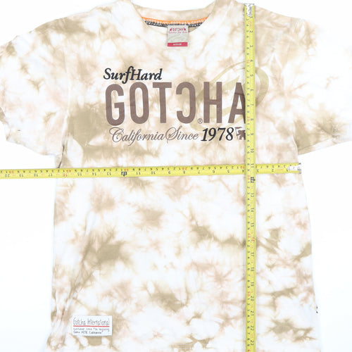 Gotcha Men’s Beige Tie Dye Surf Graphic T-Shirt Medium