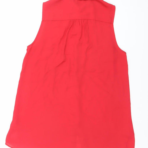 LOOK Womens Red Size 10 Sleeveless Collared Button-Up Blouse