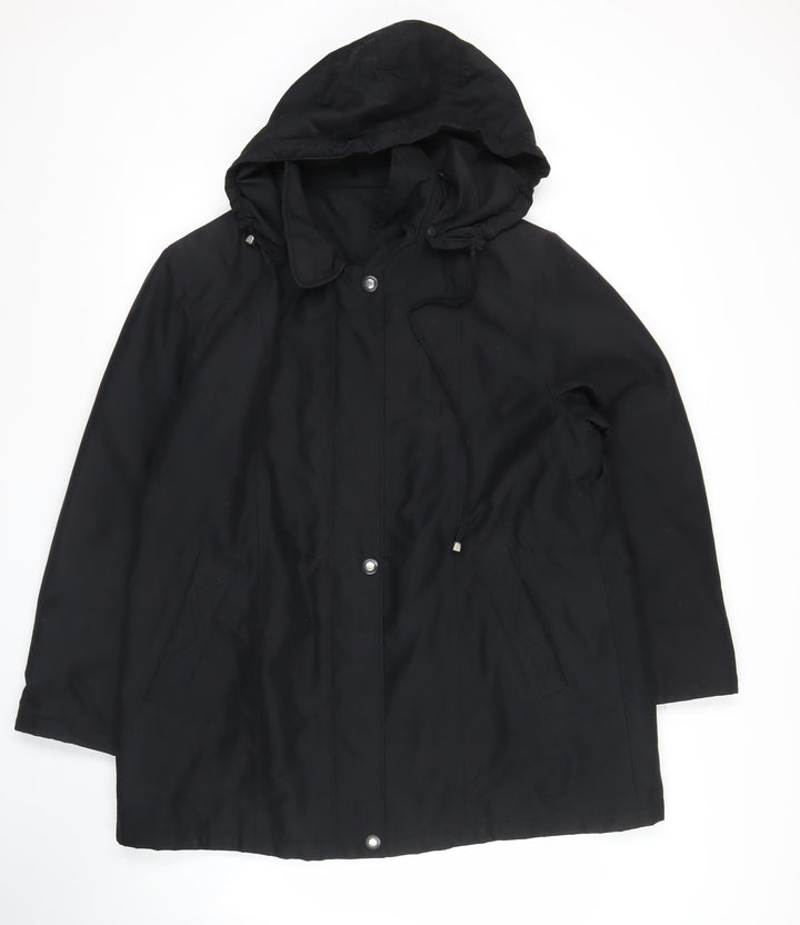 Bonmarché Women’s Black Mid-Length Waterproof Rain Coat Size M
