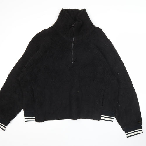 Champion Mens Black Fleece Sweatshirt Medium 1/2 Zip High Neck