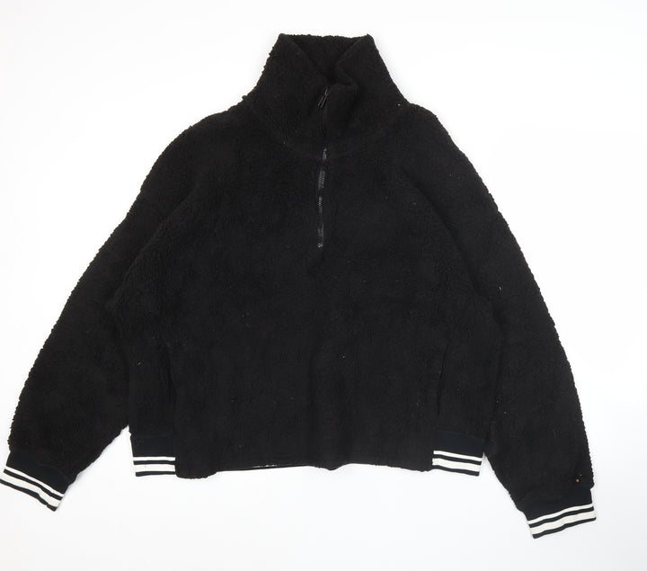 Champion Mens Black Fleece Sweatshirt Medium 1/2 Zip High Neck