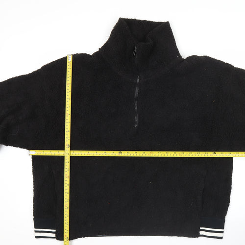 Champion Mens Black Fleece Sweatshirt Medium 1/2 Zip High Neck