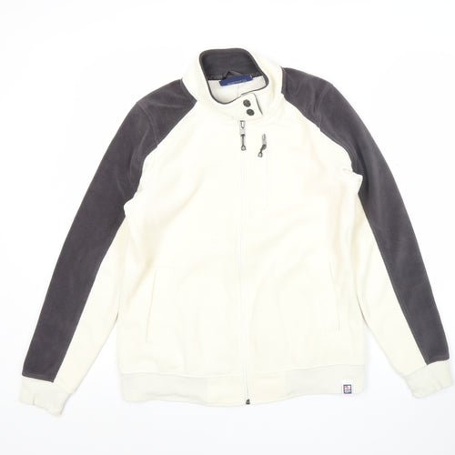 Next Women’s White Fleece Jacket Size 12 Full Zip Nautical Style