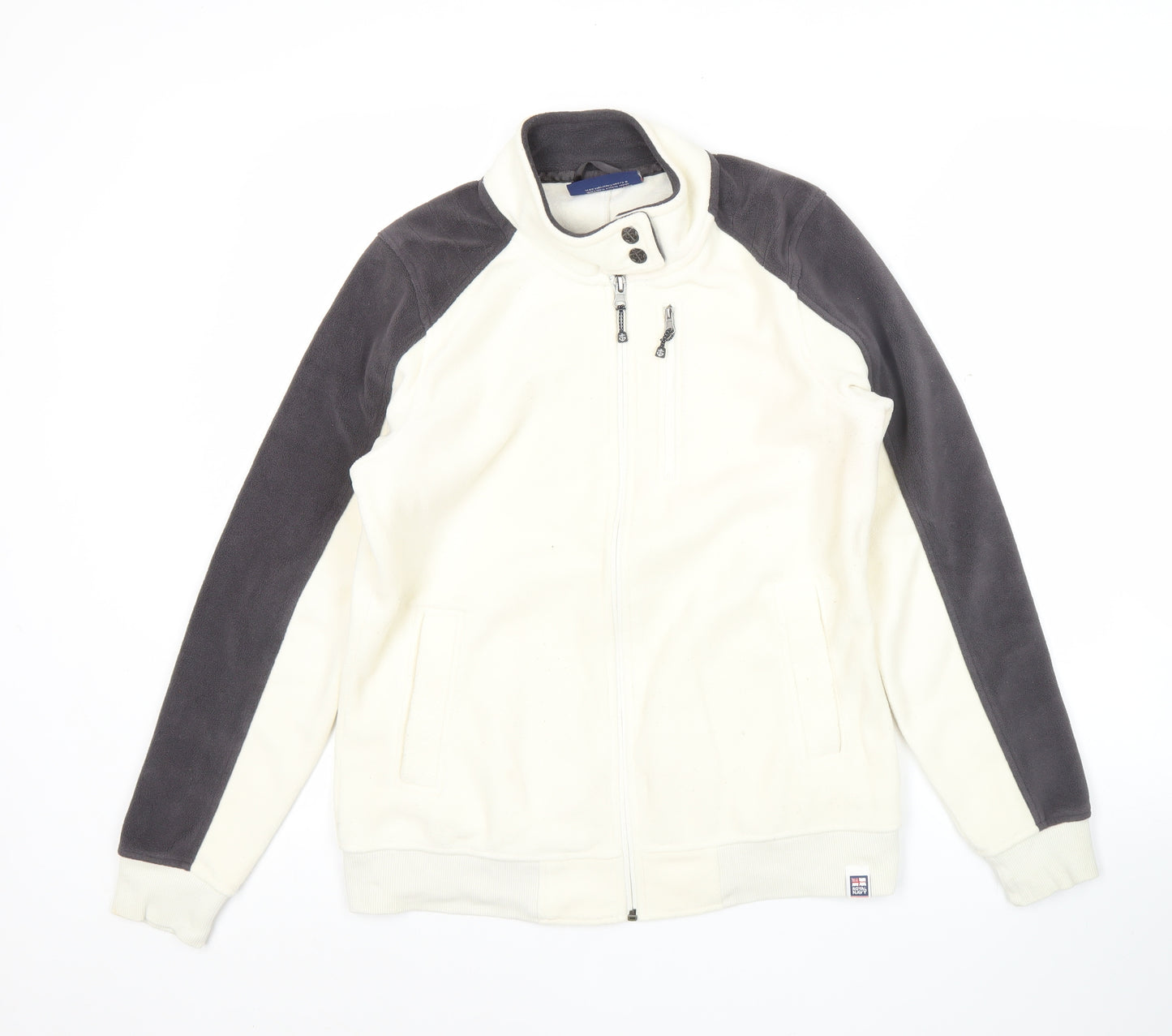 Next Women’s White Fleece Jacket Size 12 Full Zip Nautical Style