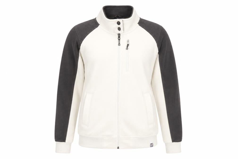 Front view of Next Women’s White Fleece Jacket, size UK 12, Full Zip Nautical Style
